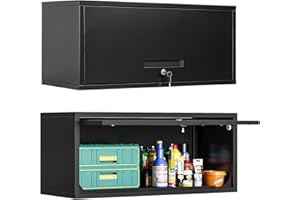 MIIIKO Wall Cabinet with 1 Door, Wall Mounted Garage Tool Cabinets, Small Metal Floating Cabinet for Garage, Home Office, Kitchen and Pantry