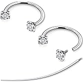 Tvalccoy F136 Titanium 20/18/16/14g Horseshoe Nose Septum Lip Ear Rings Piercings 8/10/12mm Cartilage Helix Daith Earrings Jewelry for Women Men