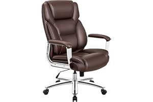 VICTONE Big & Tall Executive Office Desk Chair High Back Comfort Computer Chair Ergonomic Adjustable Leather Chair with Lumbar Support and Armrest (Brown)