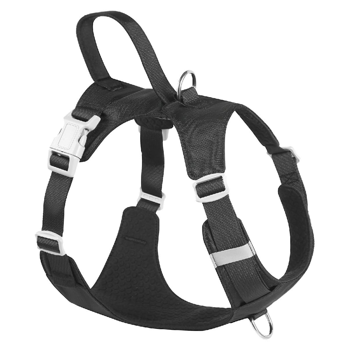 LZXLXS No Pull Dog Harness with Handle Adjustable Pet Vest with Soft Padding for Small Medium Large Dogs, Black,L