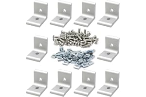 BLCCLOY 10Sets 10 Series 1" x 1" Aluminum Extrusion Profiles Corner 1010 Series Angle Bracket Connector with M6 T Slot Nuts Bolts for 1 Inch x 1 Inch Extruded Aluminium Profile Rail