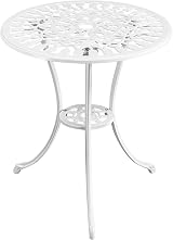 Yaheetech 3 Piece Patio Bistro Set White Aluminum Table 2 Chairs Rose Vine view 5
