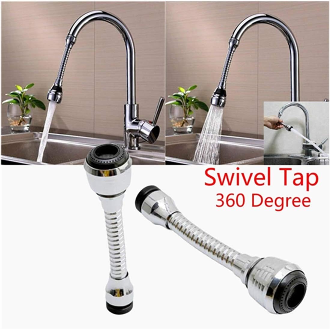 Tool Sink Mixer Kitchen Chromed Swivel Tap Faucet Nozzle Sprayer 360 Degree Aerator