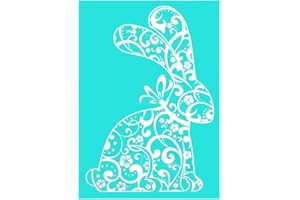 YeulionCraft Easter Theme Self-Adhesive Silk Screen Stencils Mesh Transfers Reusable Sign Stencils DIY Festival Painting on Wood Home Decor, Rabbit