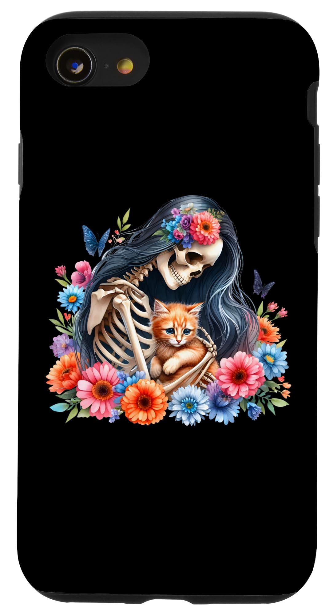 iPhone SE (2020) / 7 / 8 Female Skeleton And Cute Kitten Cat Lovers Halloween Vintage Case