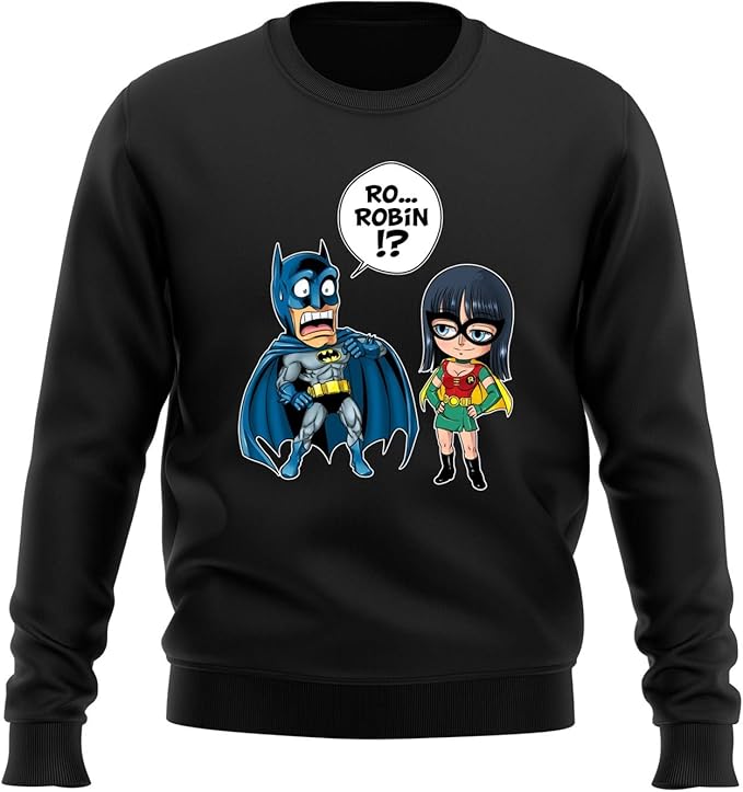 Okiwoki One Piece Batman Lustiges Schwarz Pullover Batman Und Robin One Piece Batman Parodie Signiert Hochwertiges Pullover Ref 1 Amazon De Bekleidung