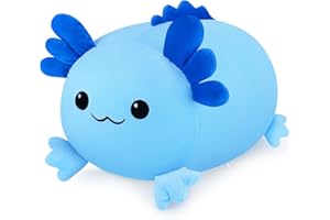 Auspicious beginning Axolotl Plush Stuffed Animals Toys, 15.8'' Axolotl Plushies Kawaii Cat face Plush Pillows Soft Axolotl Plushie Dolls for Kids Boys Girls Adults Gifts (Blue Salamander,15.8inch)
