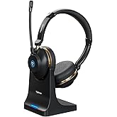 Vipdream Wireless Headset with Mic for Work,6.0 Bluetooth Headset with Microphone,45 Hours Worktime & Mute Button,Headset with Mic for Pc,iPhone,Computer,Remote Work,Office,Home,Zoom,Skype