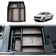 BestEvMod for F-150 Lightning Accessories Storage Box Organizer Center Console Tray with Vegan Leather Trim Compatible with Ford F150 F-150 Lightning 2021 2022 2023 (Retro Grey)