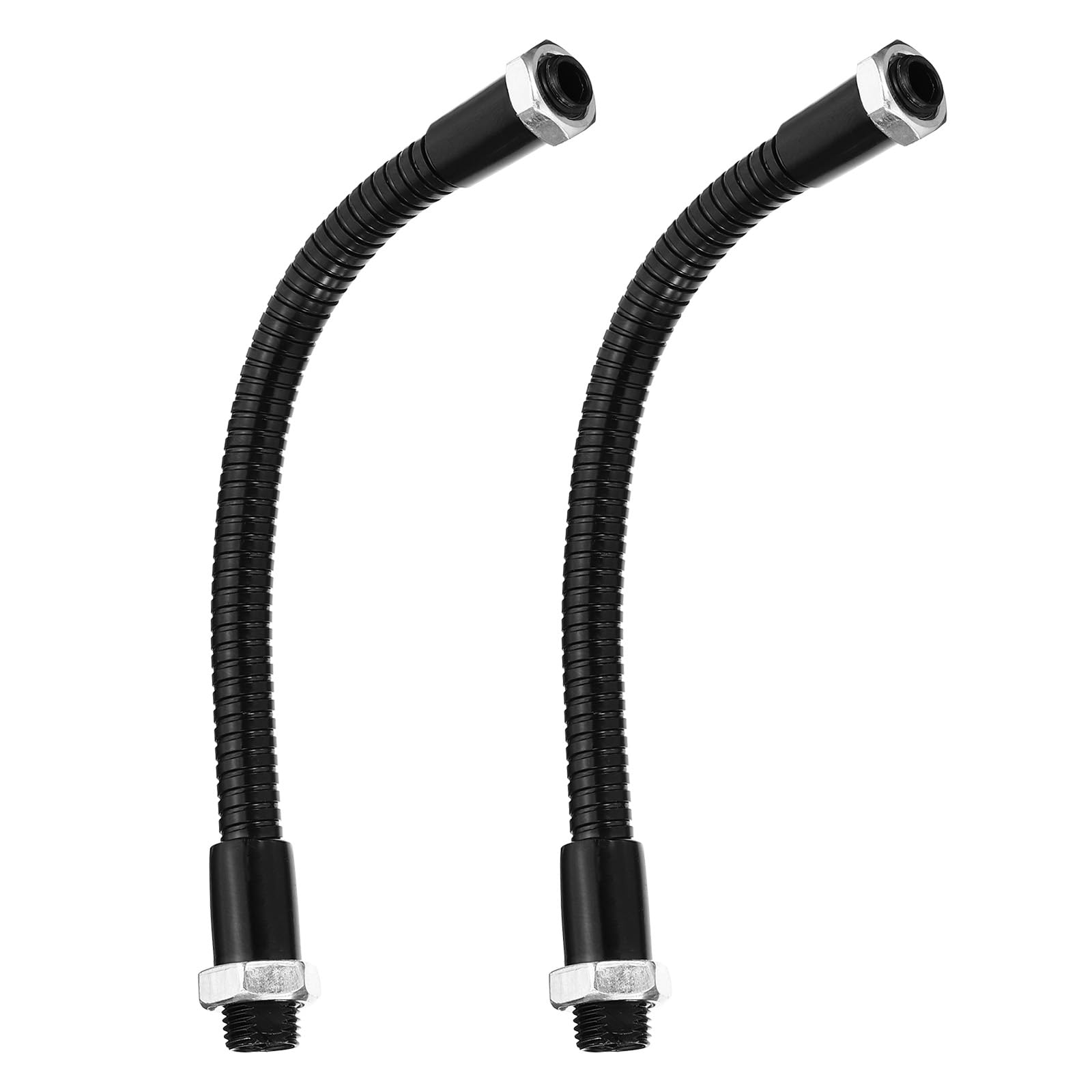 PATIKIL 5.9" Universal Gooseneck Hose, 2 Pcs M10 to M8 Fine Thread Bendable Metal Hose Flexible Arm Soft Tube Extension for Lamp, DIY Equipment, Black