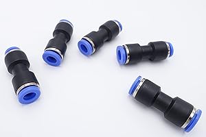 IVLPHA Push to Connect Fitting 1/4" Tube OD x 3/16" Tube OD Reducer, Pneumatic Air Water Straight Union Two Way Connector/Coupler (Pack of 5)