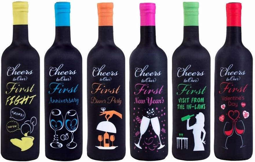 Weinflaschenhullen Fur Das Erste Jahr Der Ehe Brautgeschenk 6 Stuck Amazon De Kuche Haushalt