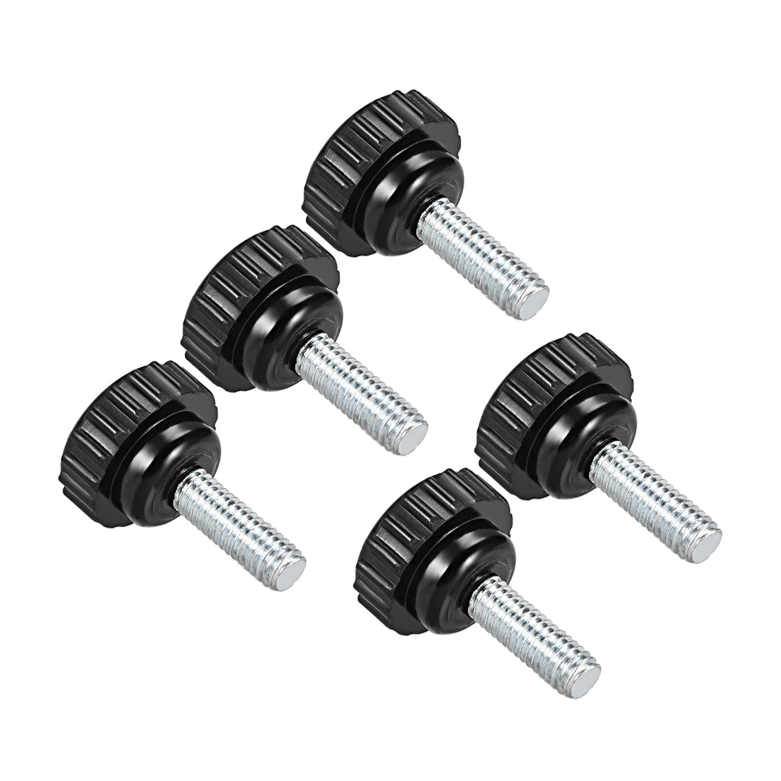 CoCud Knurled Clamping Knobs, M6 x 15mm Male Thread 21mm Head, Thermoset Plastic Thumb Screw Grip Bolt Knobs Black - (Applications: for Lathe Machinery), 5-Pieces