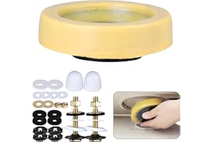 Jamini Wax Ring Kit for Toilet Installation, Compatible with 3" and 4" Drain Pipes, Fits Above-Floor or Horizontal Flanges, Leak Prevention, Includes Brass Bolts, Nuts, Washers, Easy to Install
