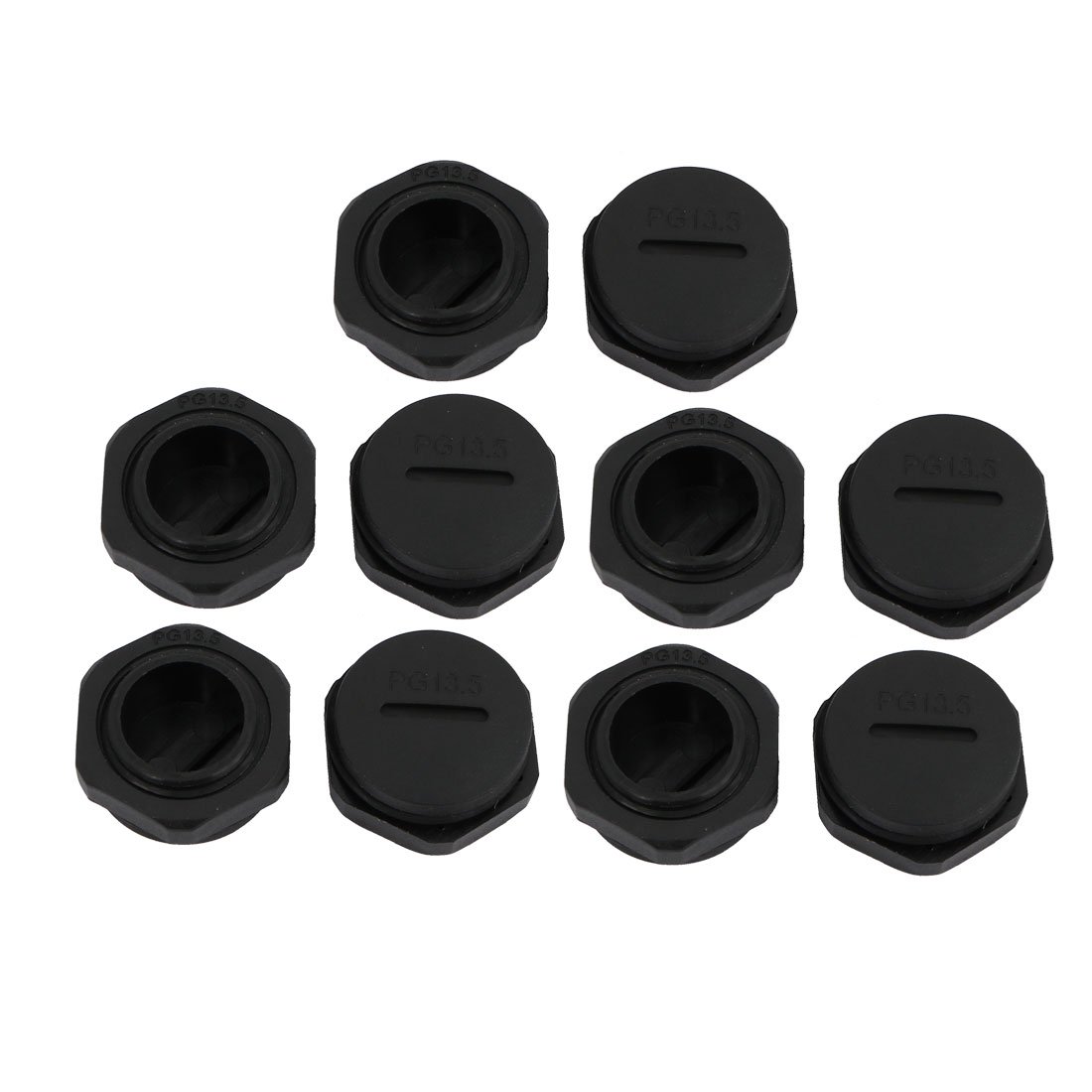 sourcingmap 10pcs PG13.5 Nylon Male Threaded Cable Gland Cap Round Screw-in Cover Black