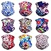Ourdoor Sports Multifunctional Headwear Neck Gaiter Scarf Wrap Face Mask Headband For Riding, Hiking - Magic Seamless Tube Bandana (9PCS Flora 3)