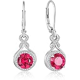 YIFSIY Infinity Drop Earrings for Women, 925 Sterling Silver Round Cut Zircon Leverback Earring Birthstone Jewelry Gift for Birthday Anniversary