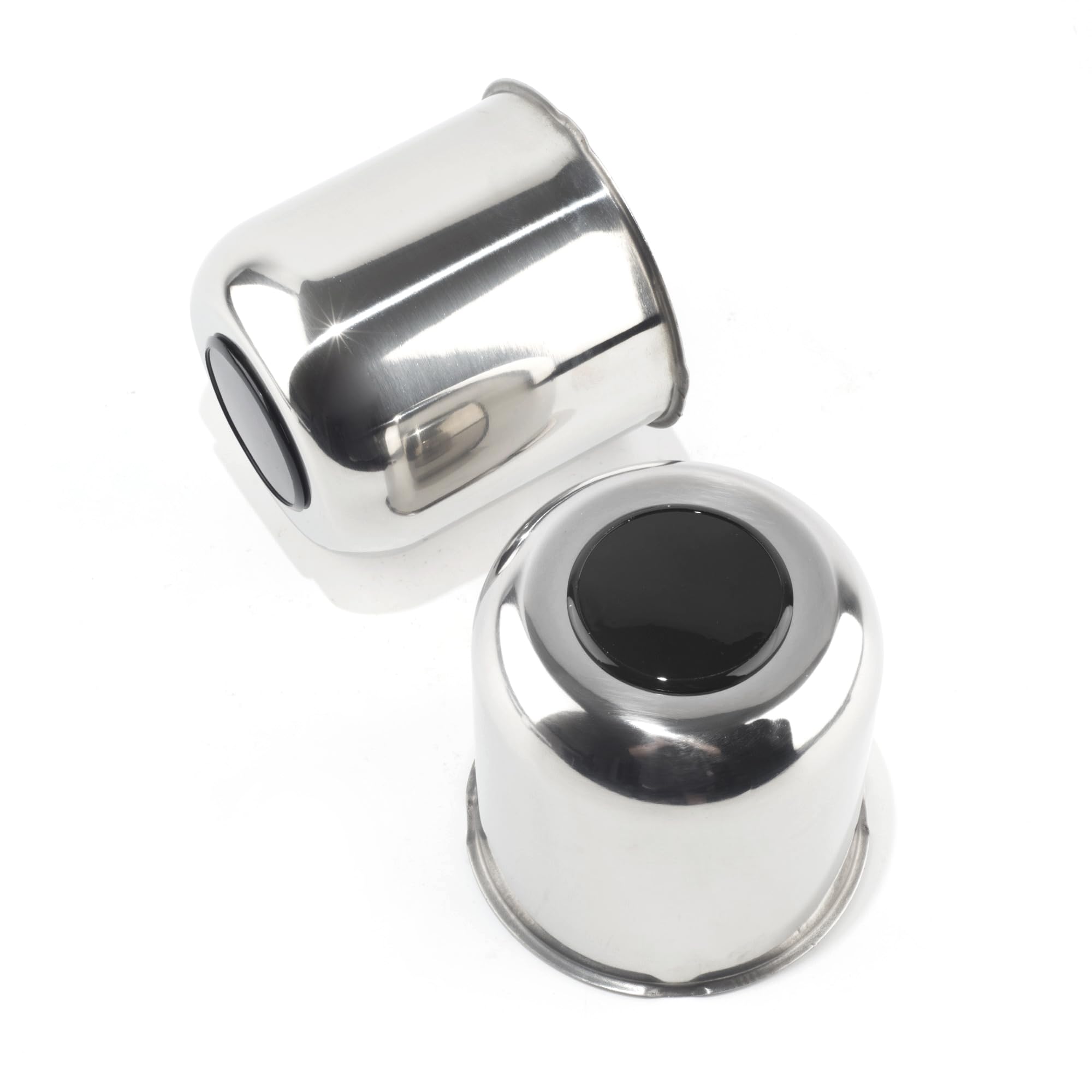 Photo 1 of DewFlew 2Pcs 4.25" Push Through Wheel Center Cap Stainless Trailer Hub Cap for Truck SUV RV Wheel Rim (Fit 4.25" Bore 4.29" H Chrome with Gloss Black Top)