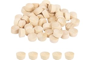 MECCANIXITY 200 Pcs Wood Plugs, 5/8" Flat Head Wood Plugs for Screw Holes Wooden Screw Hole Covers for Furniture Cabinets DIY