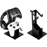 Aifiuroo Controller Holder 2 Tier, Controller and Headset Aluminum Stand for Gaming Desk, Stronger Snap-on Construction Hanger for All Universal Gaming PC Accessories