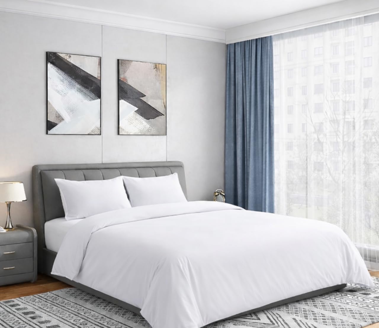 Indus Textiles Single Duvet Cover 100% Egyptian Cotton 200 Thread Count Duvet Cover Set with Pillowcases Easy Care Luxury Bedding Set (135 x 200cm)