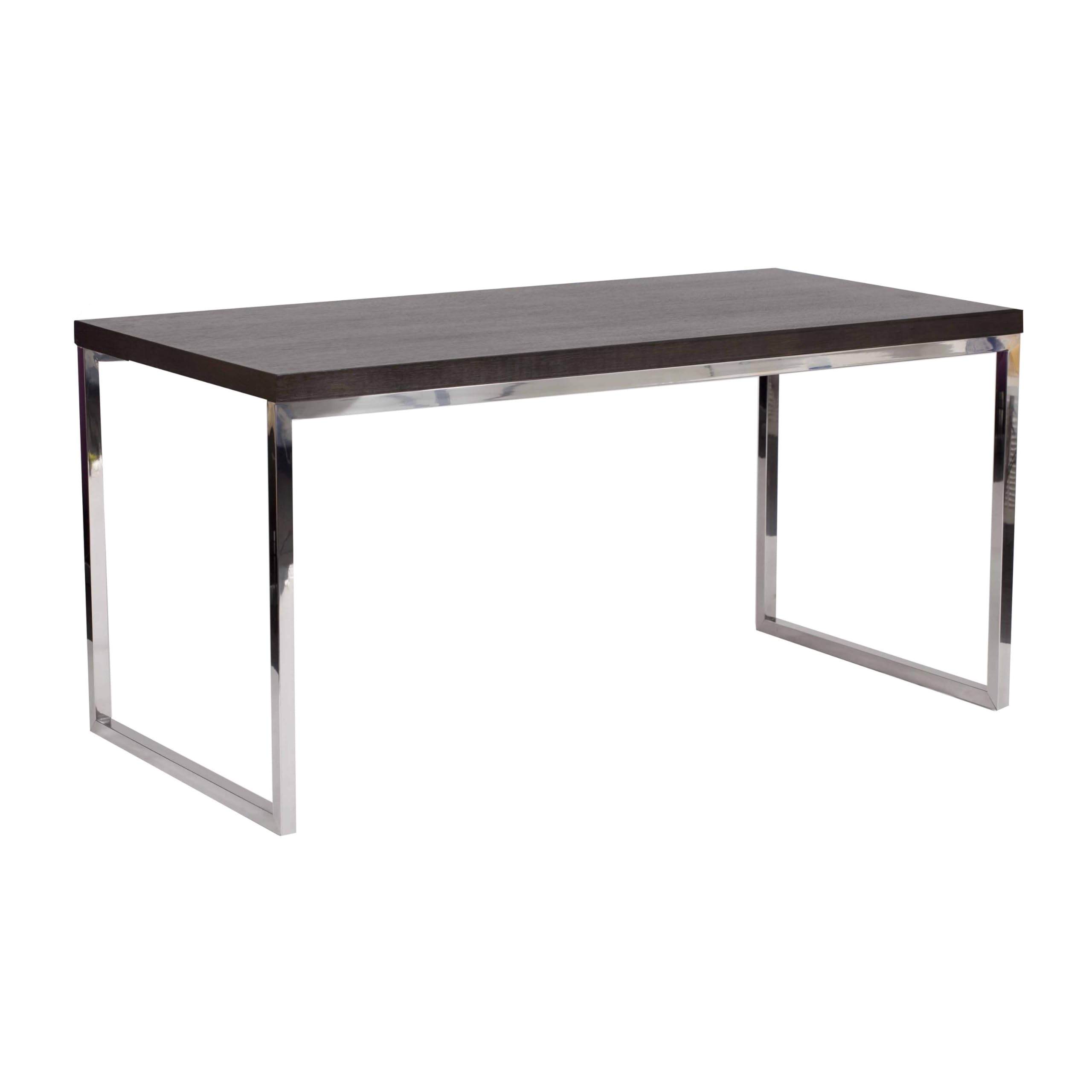 Photo 1 of  box 1/ 2 ---- Benjara Rami 59 Inch Office Desk, Rectangular Top, Espresso Wood, Steel, Brown and Chrome