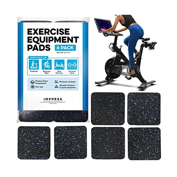 [6 Pack] Exercise Equipment Mat 4″ x 4″ x 0.5″ Pads Treadmill Mat for Carpet Protection