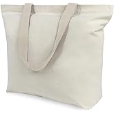 TOPDesign 2-Pack Canvas Tote Bags with Magnetic Snap, Reusable Grocery Shopping Bags, DIY Your Creative Designs