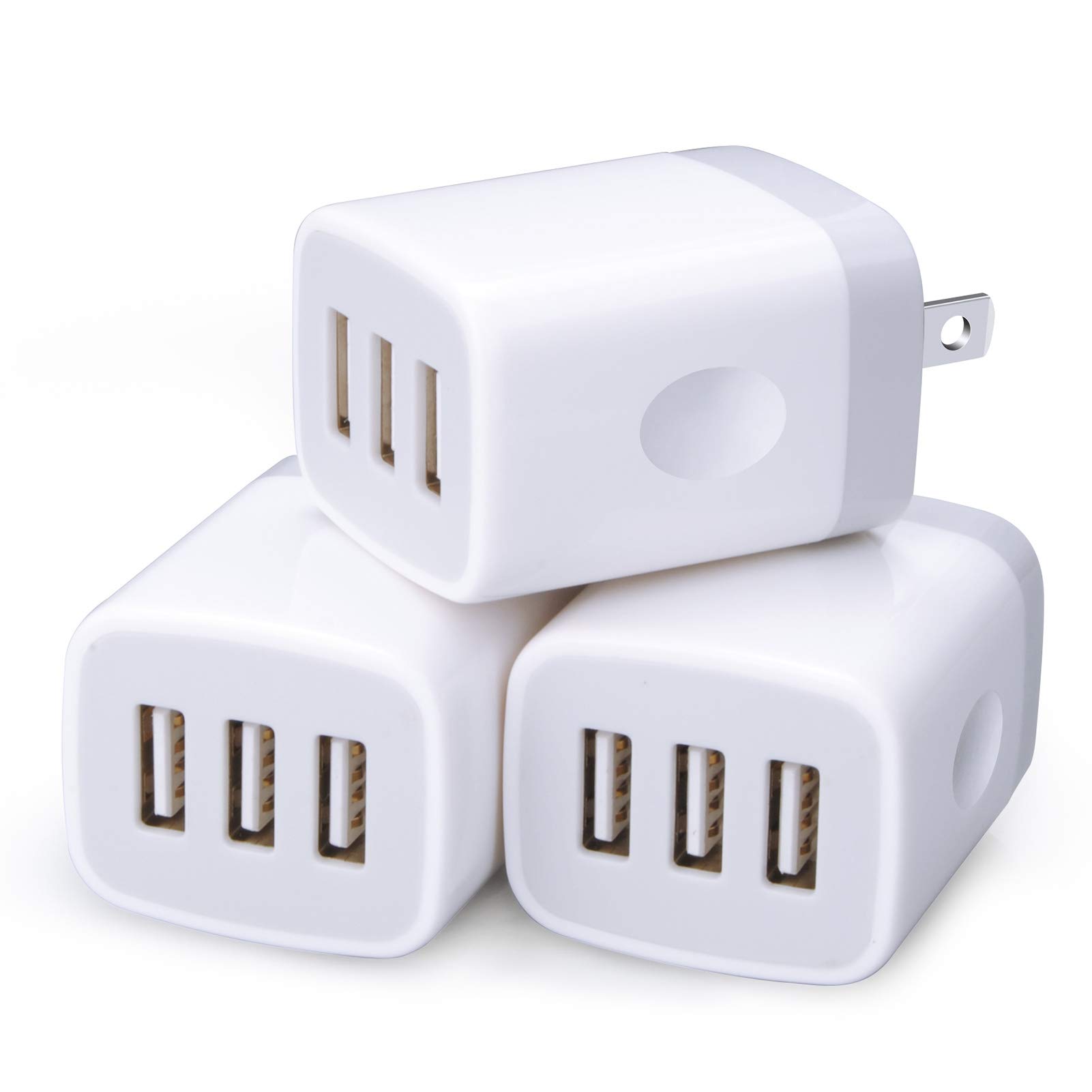USB Charging Plug, Wall Charger Adapter, Sicodo 3Pack Universal Travel 3.1A 3Muti Port Fast Charging Block Compatible with iPhone 16 15 14 13 12 SE 11Pro,Samsung Galaxy S24 S23 S22 S21 Ultra, Google