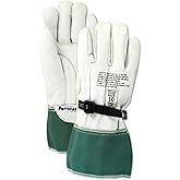 MAGID Leather Electrical Work Glove, 1 Pair, 9/L, 13 in., Electrician's Glove With Pull Strap And Plastic Buckle, For High Voltage Use