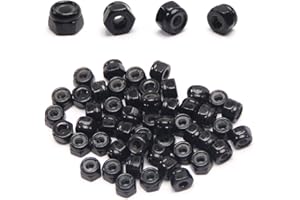Juvielich 50Pcs M2 Hex Lock Nuts M2x0.4mm Carbon Steel Tiny Nylon Insert Hex Lock Nuts Self-Locking Nuts Zinc Plated Fasteners for Car Garage Ship Mechanical Equipment Hex Self Clinching Nuts Black