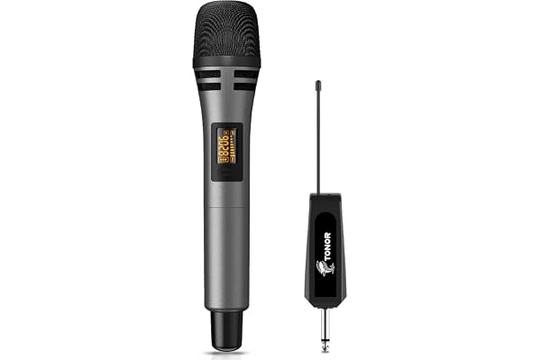TONOR Karaoke Microphones Systems, UHF Dual Channel Microphone Micro Set, Metal Handheld Dynamic Mic with Rechargeable Receiv