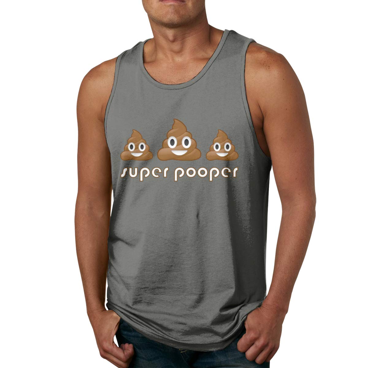 Donmlier Tank Tops 3d Print Of Poop Emoji Super Pooper Workout Round Neck Sleeveless T-shi