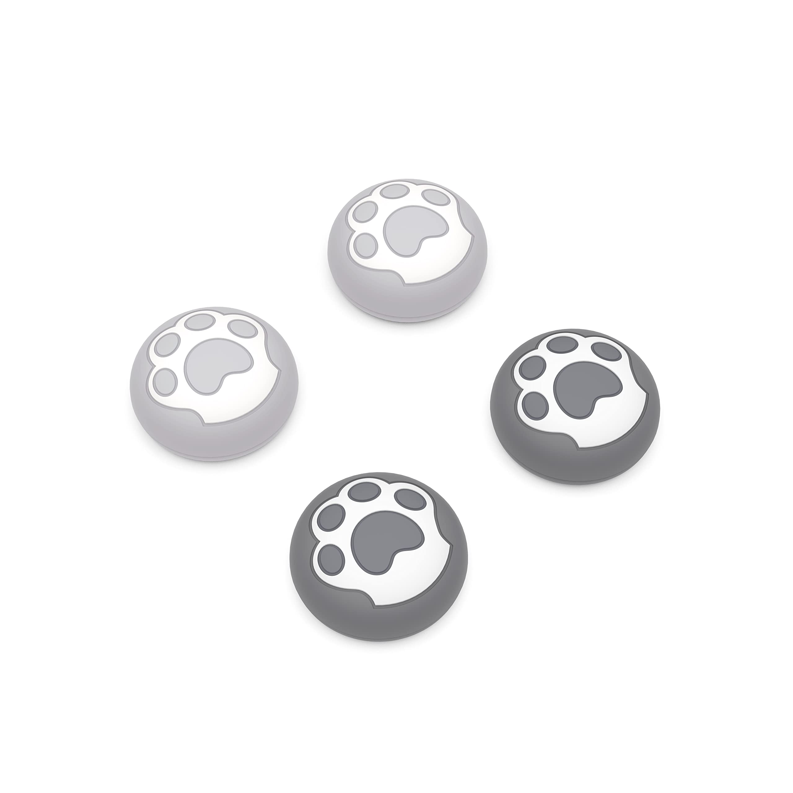 PlayVital Joystick Caps for PS5, Stick Attachments for PS4, Caps for Xbox Series X&S, Thumbstick Accessories for Xbox One, Analogue Stick Caps for Switch Pro Controller, Cat Paw (Grey & Light Grey)