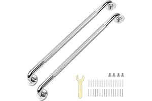 sunzone 2 PCS Bathroom Grab Bars Handle, 24-inch Anti Slip Grab Bars, Chrome SUS 304 Stainless Steel Bathroom Shower Handles,
