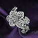 Mytys Vintage Silver Flower Statement Rings for Women Leaf Marcasite Crystal Cocktail Ring for Women Size 9