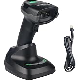 Sumicor Wireless Barcode Scanner, Bluetooth 2.4G 3-in-1 1D 2D QR Scanner with Wireless Receiver Stand, Handheld Barcode Reader for Inventory, Store, Library