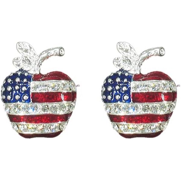 Patriotic American Flag Stud Earrings - Plastic, 1.25" Tall, Surgical Steel Posts, Fun Fashion Earrings - View #4