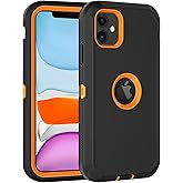 Aimoll-88 for iPhone 11 Case, with Built in Screen Protector Heavy Duty Drop Protection, Full Body Rugged Shockproof Dust Proof 3- Layer Tough Protective Phone Cover for Apple iPhone 11 Black/Orange