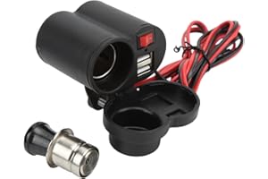 Waterproof Motorcycle Dual USB Charger 12V 24V Cigarette Lighter Socket with Switch Fast Charging for ATV Boat Marine RV Truc