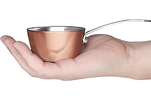 Macevia Mini Sauce Pan,Copper Stainless Steel Butter Warmer Pan Coffee Milk Warmer Mini Butter Melting Pot Small Multipurpose Use for Home Kitchen or Restaurant (5oz/150ml)-Copper