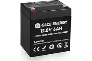 12V 6Ah LiFePO4 Battery,GLCE ENERGY Rechargeable Lithium Iron Phosphate Batteries Built-in BMS,Lead Acid Battery Replacement,Perfect for Alarm System,Emergency Light,Fish Finder,Camping