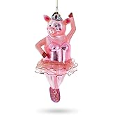 Graceful Pig Dancing Ballet Blown Glass Christmas Ornament