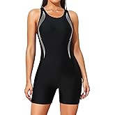 ATTRACO Womens Boyleg Sport One Piece Swimsuit Athletic Swimwear Training Bathing Suit