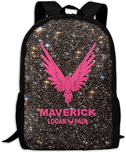 Unisex Logan Paul Logo Maverick Pink Fashion Backpack Red College School Laptop Bag Daypack Travel Shoulder Bag For Adult Blue
