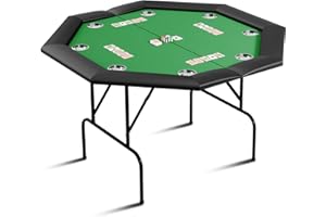 Hipicute Poker Table w/Metal Legs, Octagon Poker Table 8 Stainless Steel Cup Holders, Blackjack Gaming Table with Water-Resistant Cushioned Rail