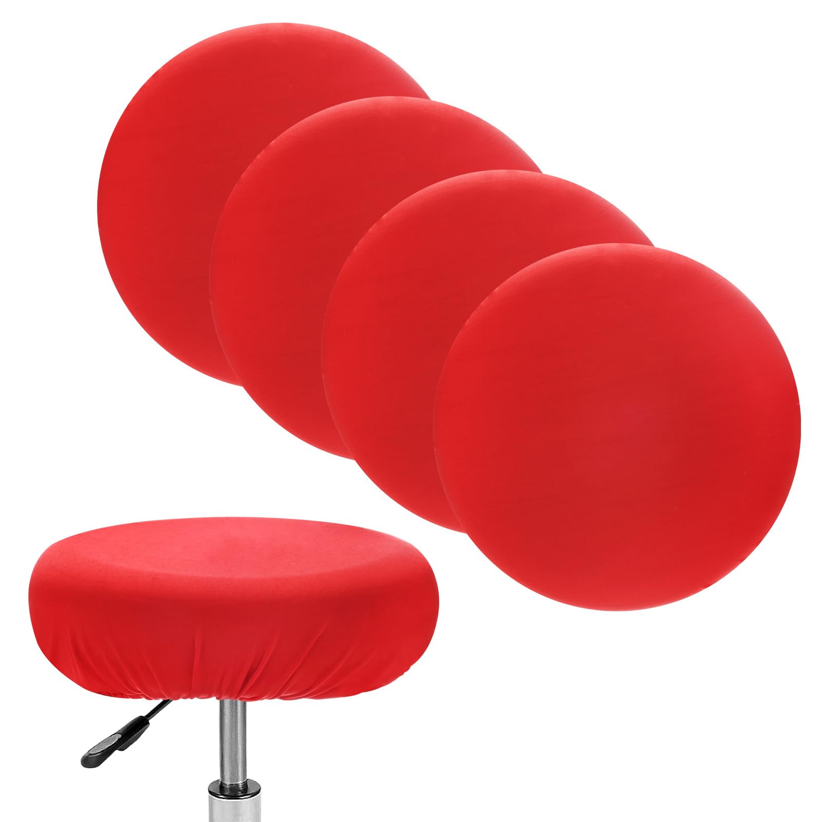 Photo 1 of M METERXITY 4-Pack Bar Stool Covers Round, for 12-15 Inch Spandex High Stretchy Fabric Seat Covers with Elastic Bands for Bar Stool/Round Cushion [Red]