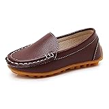SOFMUO Boys Girls Leather Loafers Slip-On Oxford