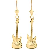 Certified Gold Electric Guitar Fashionable Dangle Earrings
