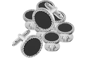 Lurrose 8pcs Black Acrylic Tuxedo Suit Cufflinks round Shirt Studs for Men, Versatile Use for Business
